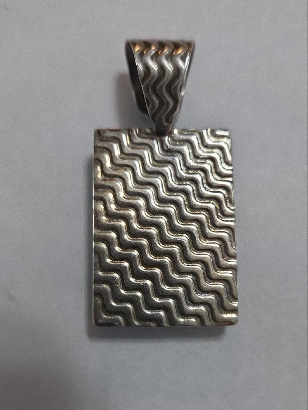 Jay King Turquoise Rectangular Silver Pendant - Bright Blue Stone - Picture 2 of 4